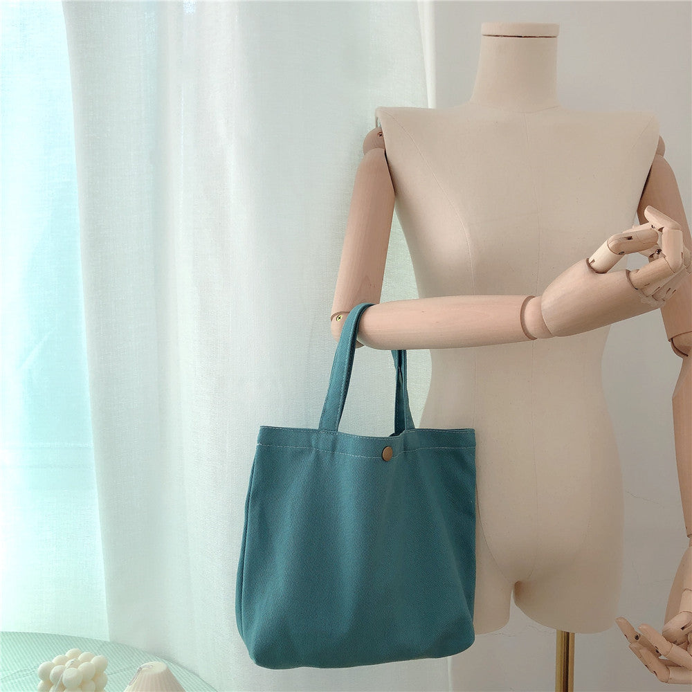 561 Solid Color Canvas Tote Bag Snap Button Small Handbag for Travel Shopping 561 Solid Color Canvas Tote Bag Snap Button Small Handbag for Travel Shopping
